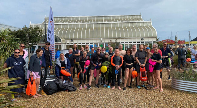 Lowestoft Pier 2 Pier Swim 2025 participants with Peak Open Water Sports